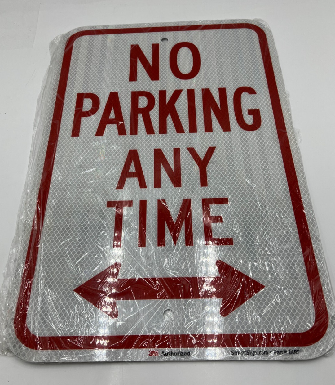 (QTY 2) SmartSign 1ARF “No Parking Any Time” Sign 12″ x 18″ 3M Metal White Red