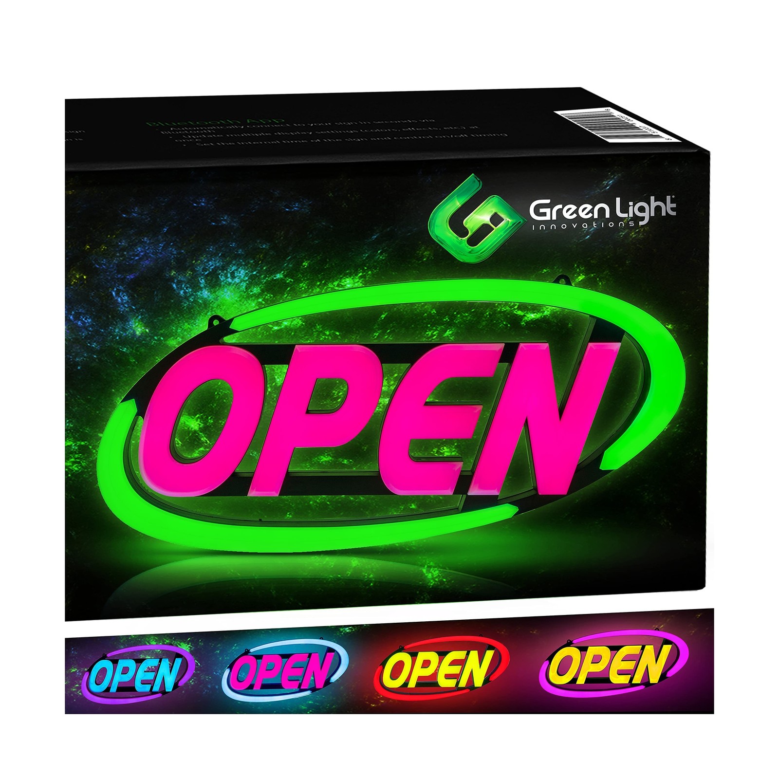 Super‑Bright LED Open Sign 15×32 in – Programmable with 6