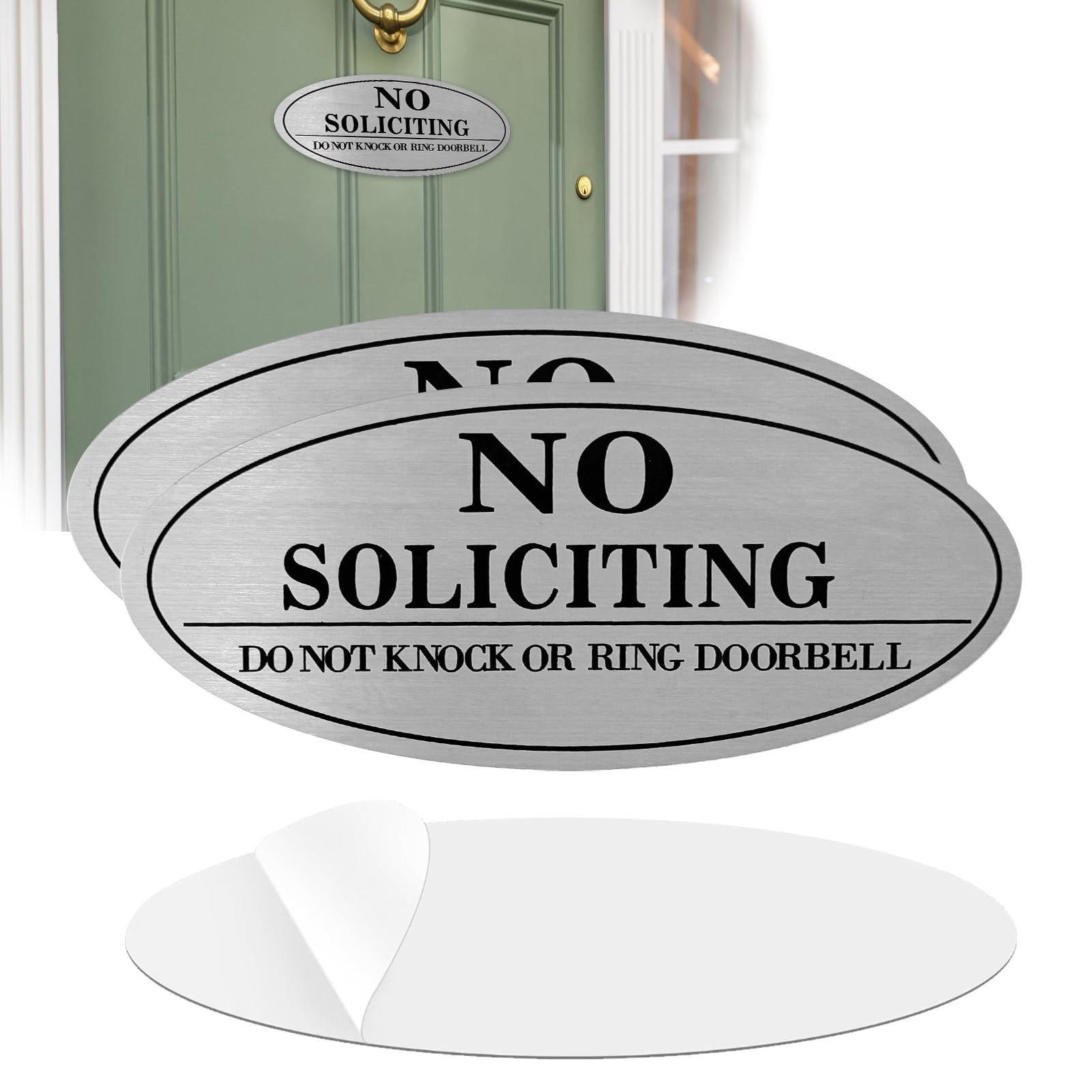 2 Pack No Soliciting Sign for House, Self-Adhesive Metal No Soliciting Signs …