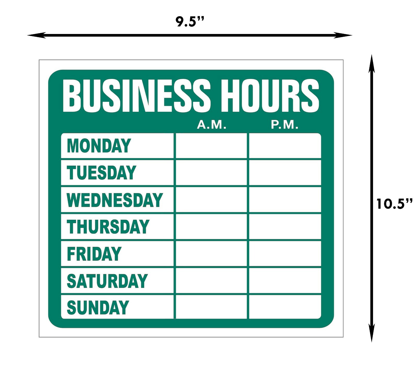 Open Business Hours Low Tack Sign Store Static Cling Window Glass Door Green