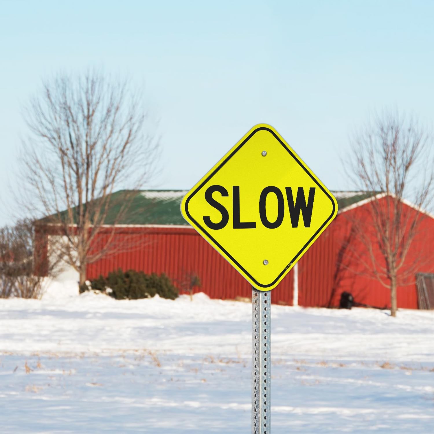 Slow Sign Street Road Sign 12 x 12 Inches, Rust Free .040 Aluminum Reflective…