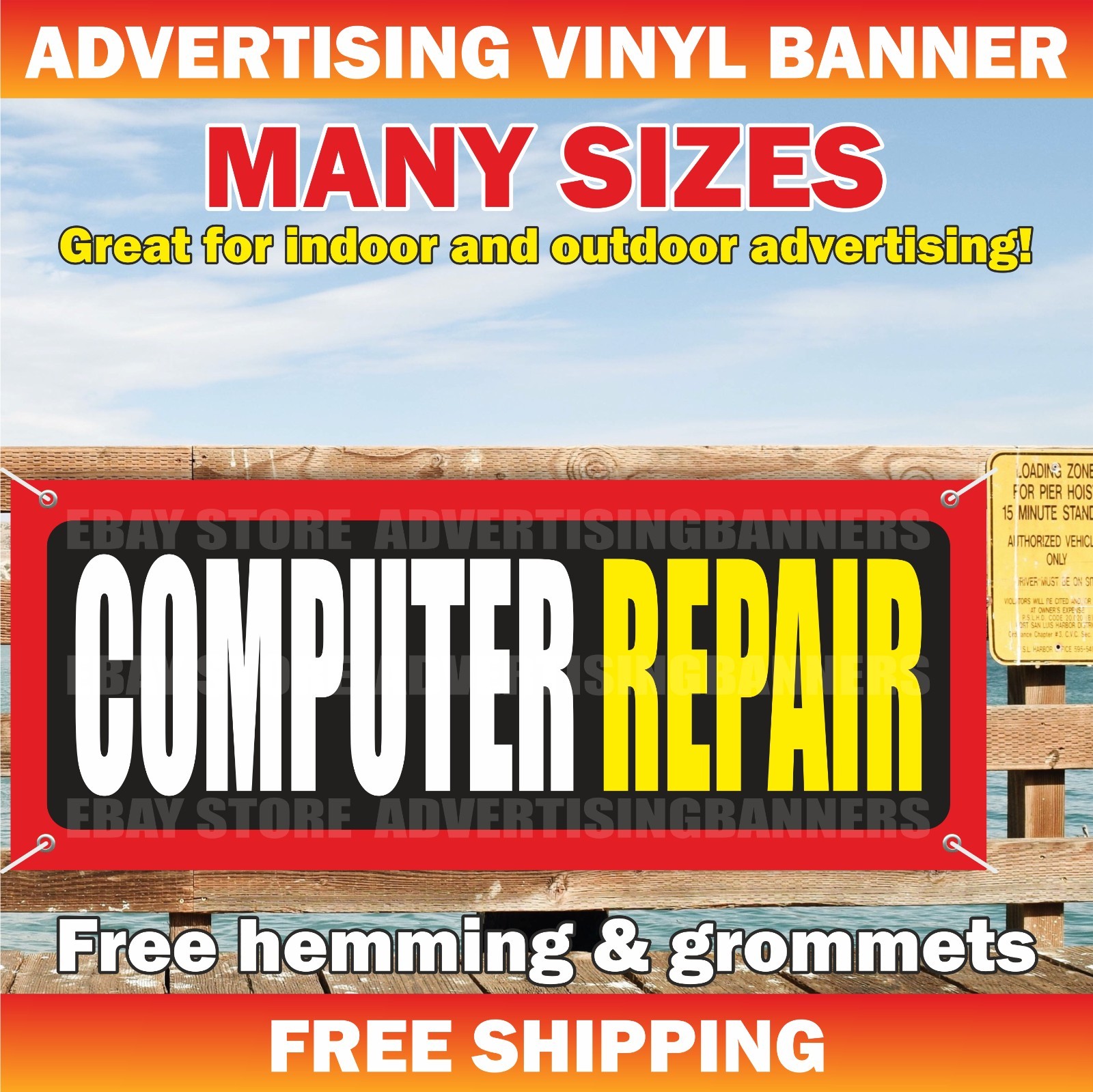 COMPUTER REPAIR Advertising Banner Vinyl Mesh Sign Electronics Service Fix