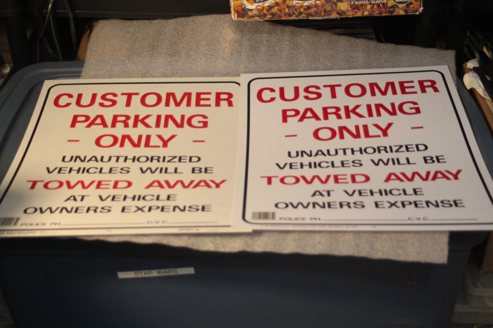 2 HY-KO LARGE 19 X 15 CUSTOMER PARKING ONLY MADE IN USA HEAVY PLASTIC