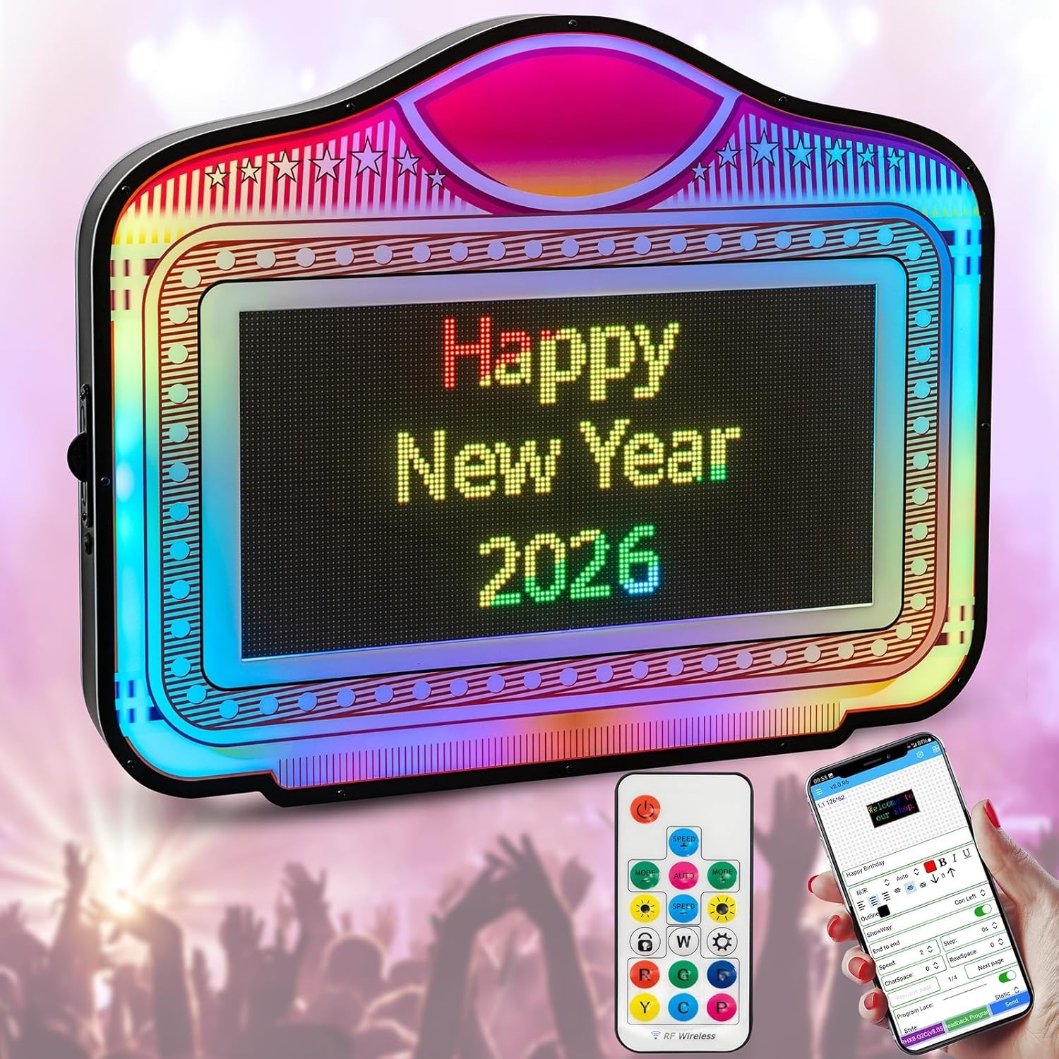 LED Bottle Service Sign with App Control, Scrolling Light Display for Clubs Bars