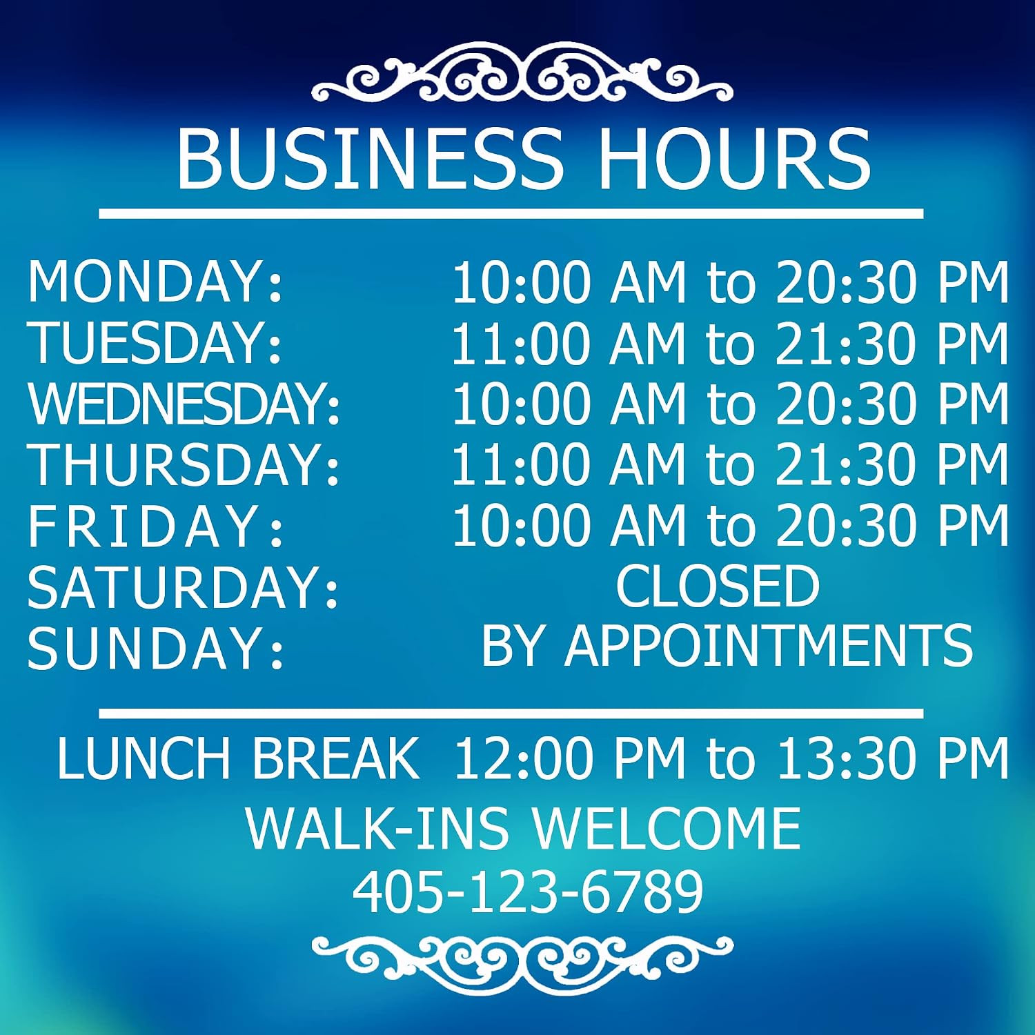 Professional Business Hours Kit, 16×23 Inches Changeable Window Sign for Customi