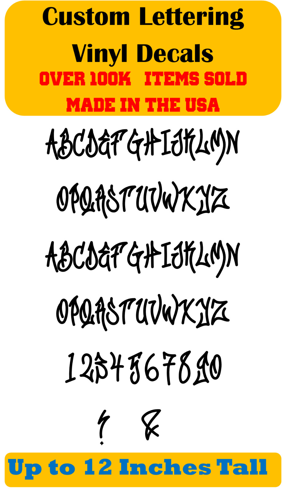 Custom Personalized Decal Vinyl Lettering Text Business Sign Graffiti Font vA
