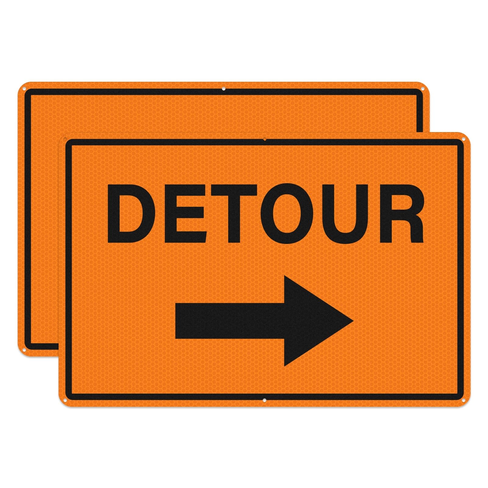 2 PCS 12×18 Inch Detour Sign Right Arrow Reflective Aluminum Traffic Sign