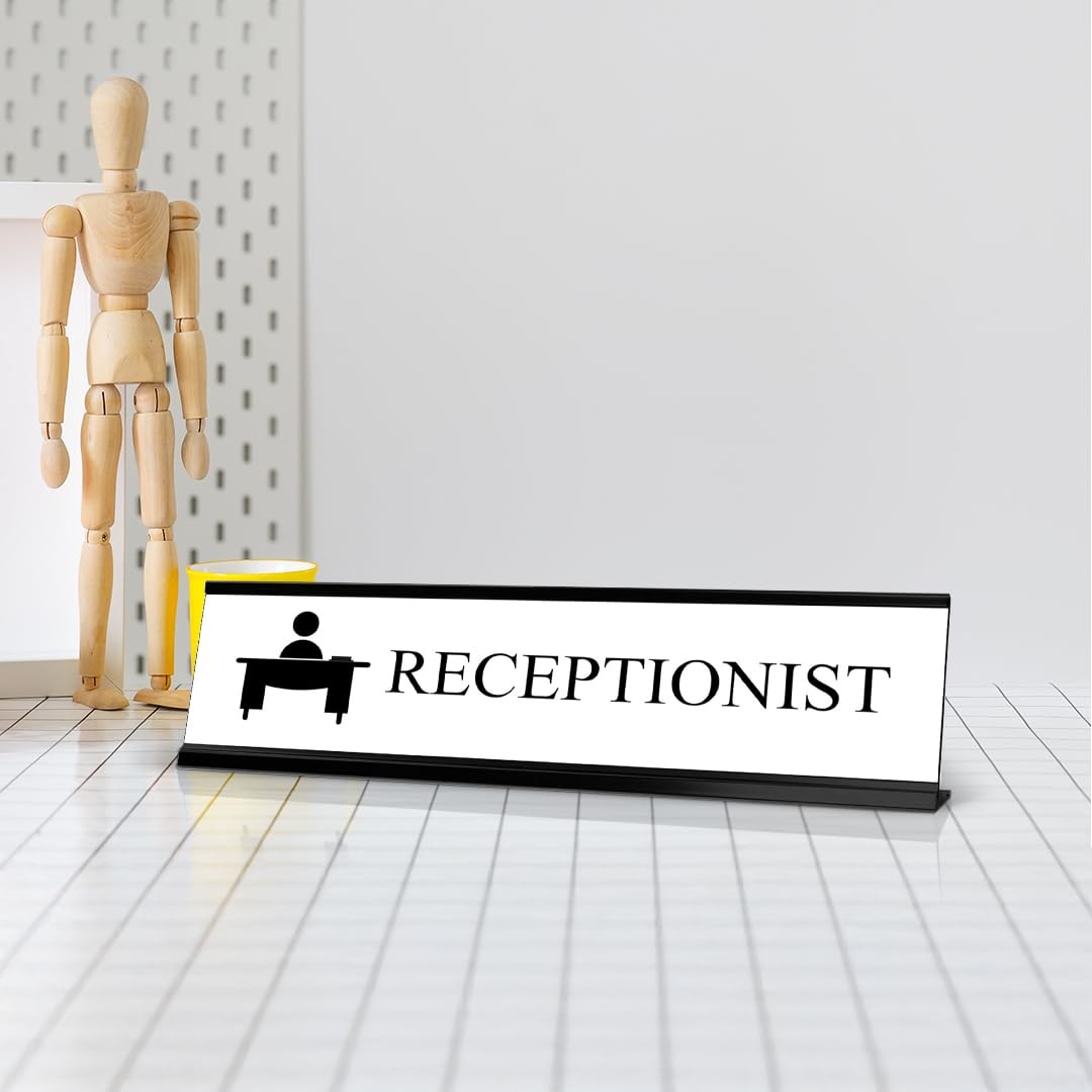 Receptionist, Black Frame, Desk Sign (2×8”)