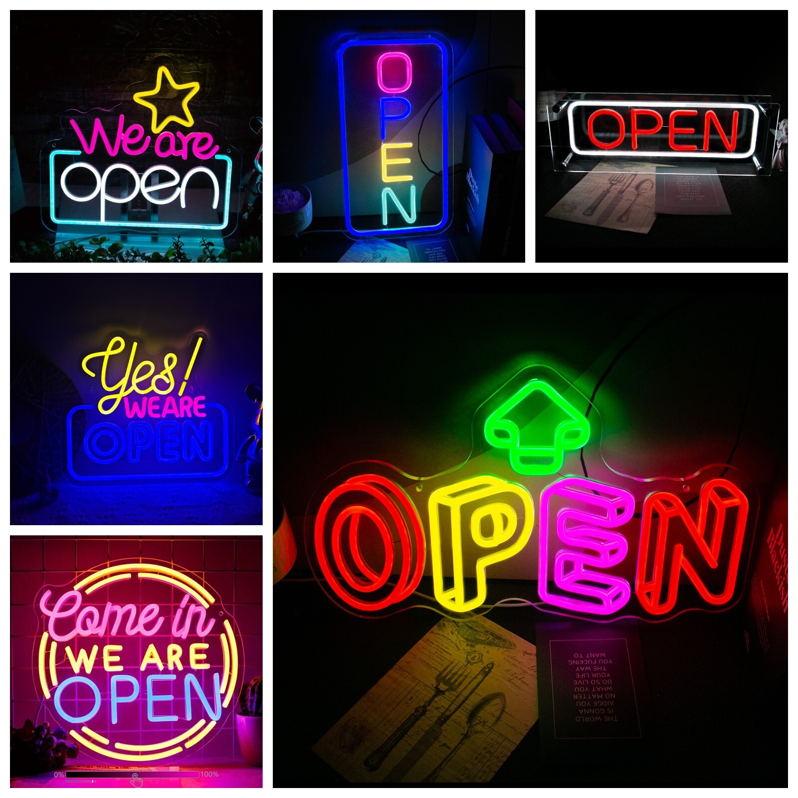 Open Sign LED Neon Ultra Bright Light Business Display for Restaurant Store Shop