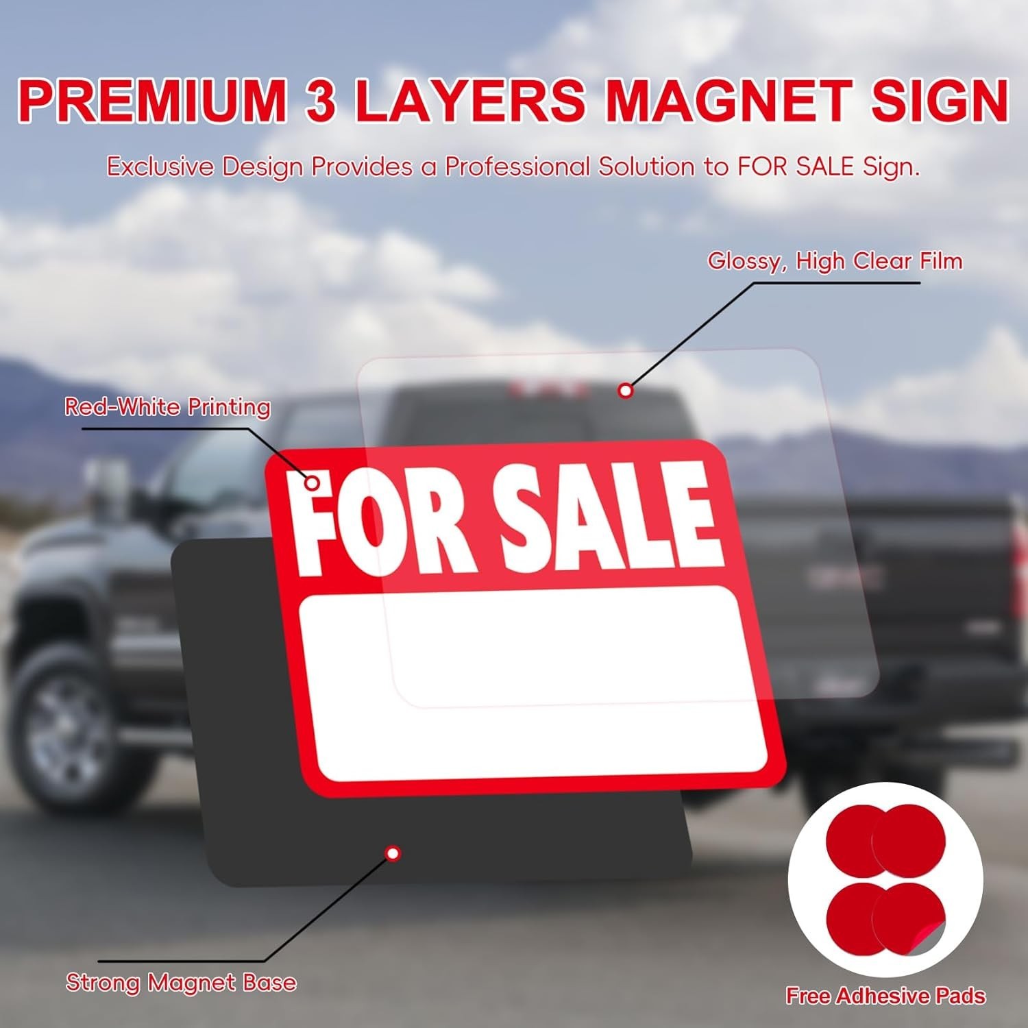 2 Pcs Magnetic for SALE Signs for Vehicles, for SALE Sign Car, Magnet Signs for