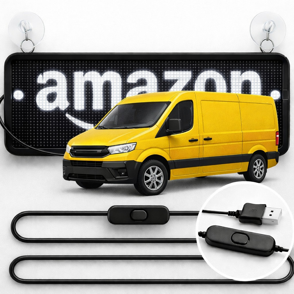 LED Car Sign for Delivery Drivers – Bright White Light Only, USB Powered with On