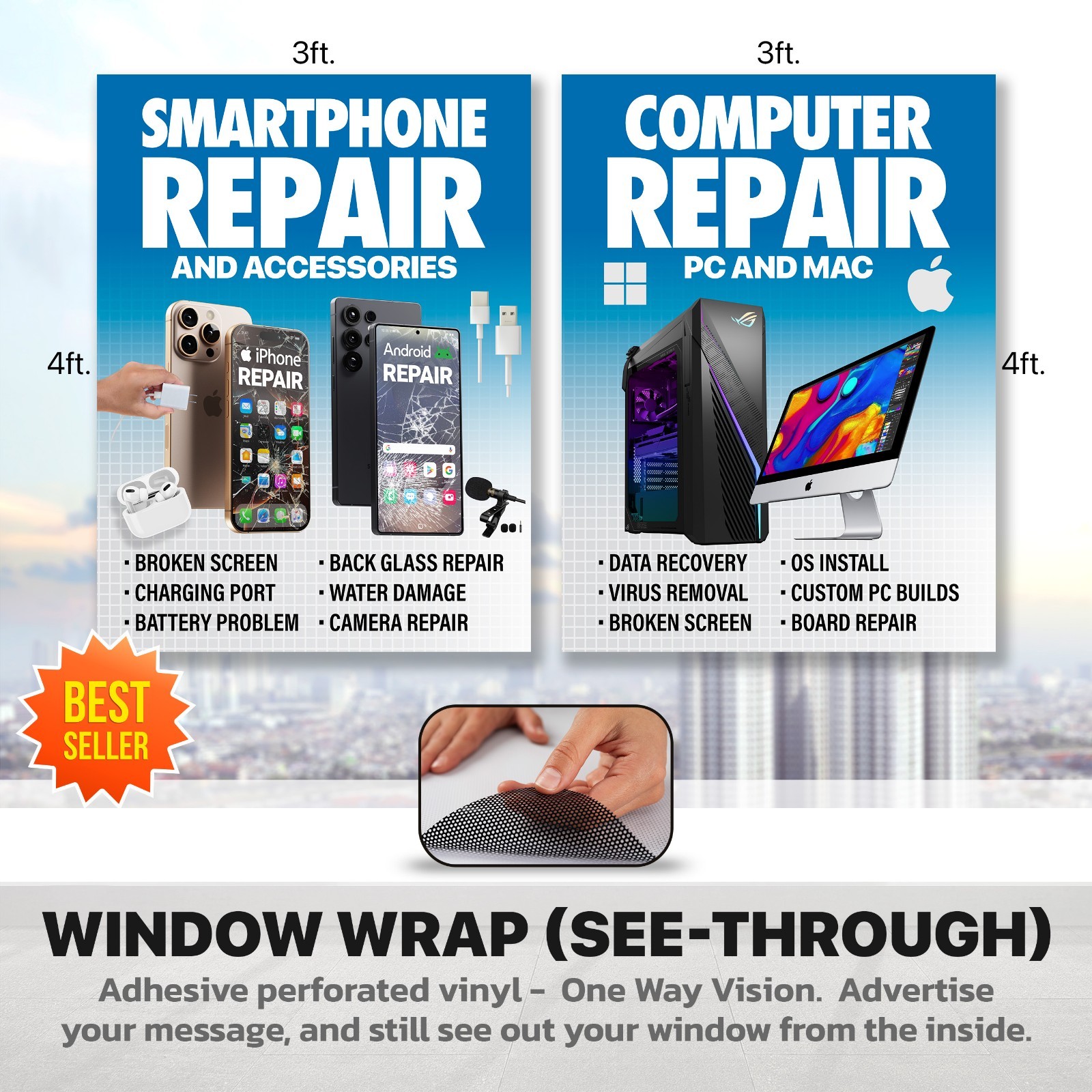 Computer Smartphone Tablet RETAIL WINDOW sign poster Windows Android Apple