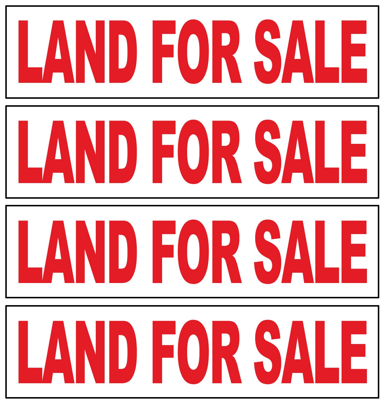 4 Pack 6×24 Inch LAND FOR SALE Real Estate Rider Corrugated Sign wrb