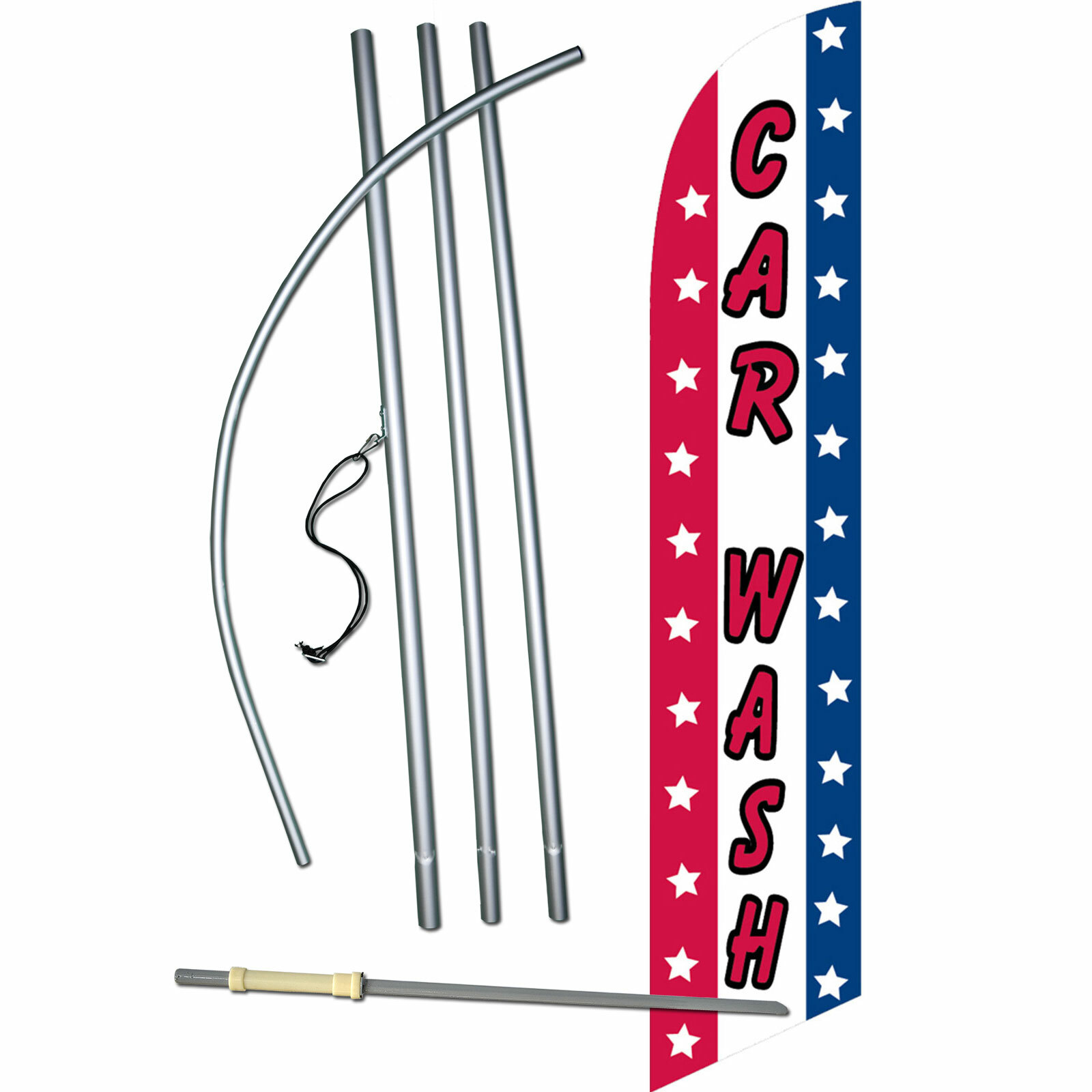 Car Wash Flag Flutter Feather Banner Swooper Windless Bundle Kit