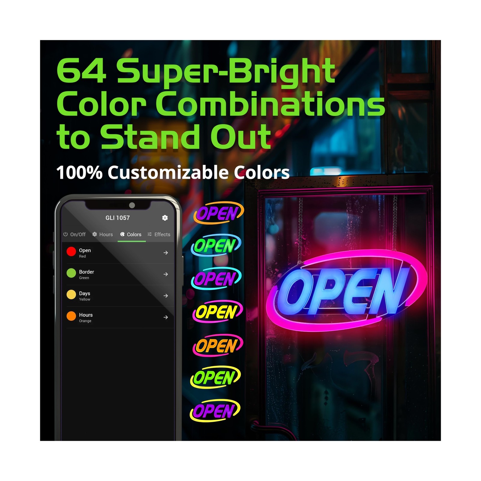Super‑Bright LED Open Sign 15×32 in – Programmable with 6