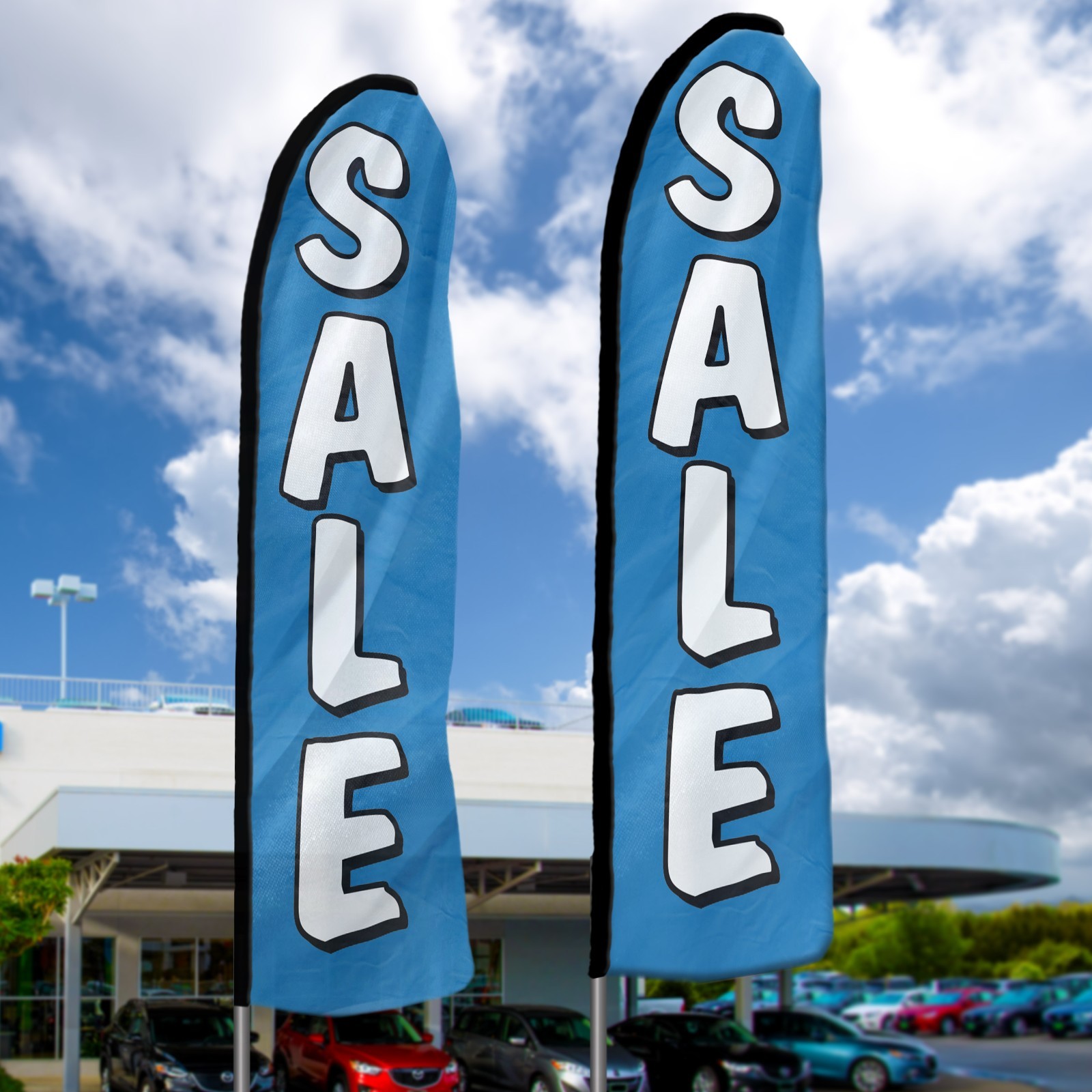 Automotive Dealership Swooper Flag Kits Tall Flags for Car Lots Advertising Sign