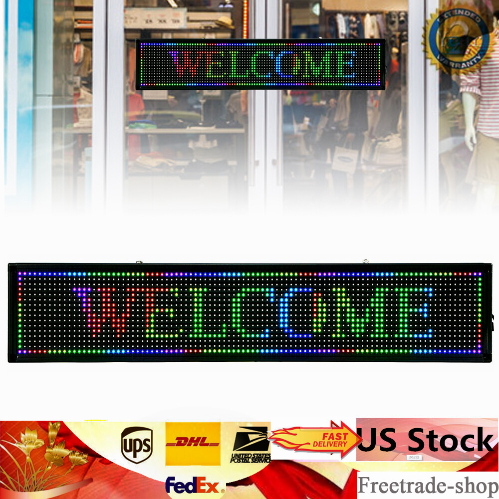 40 × 8 Inch 7-Color Programmable LED Scrolling Sign WiFi USB Outdoor