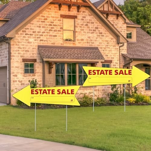 Yellow Arrow Yard Signs with Stakes-16 x 5 in Double Sided, For Sale Real Estate