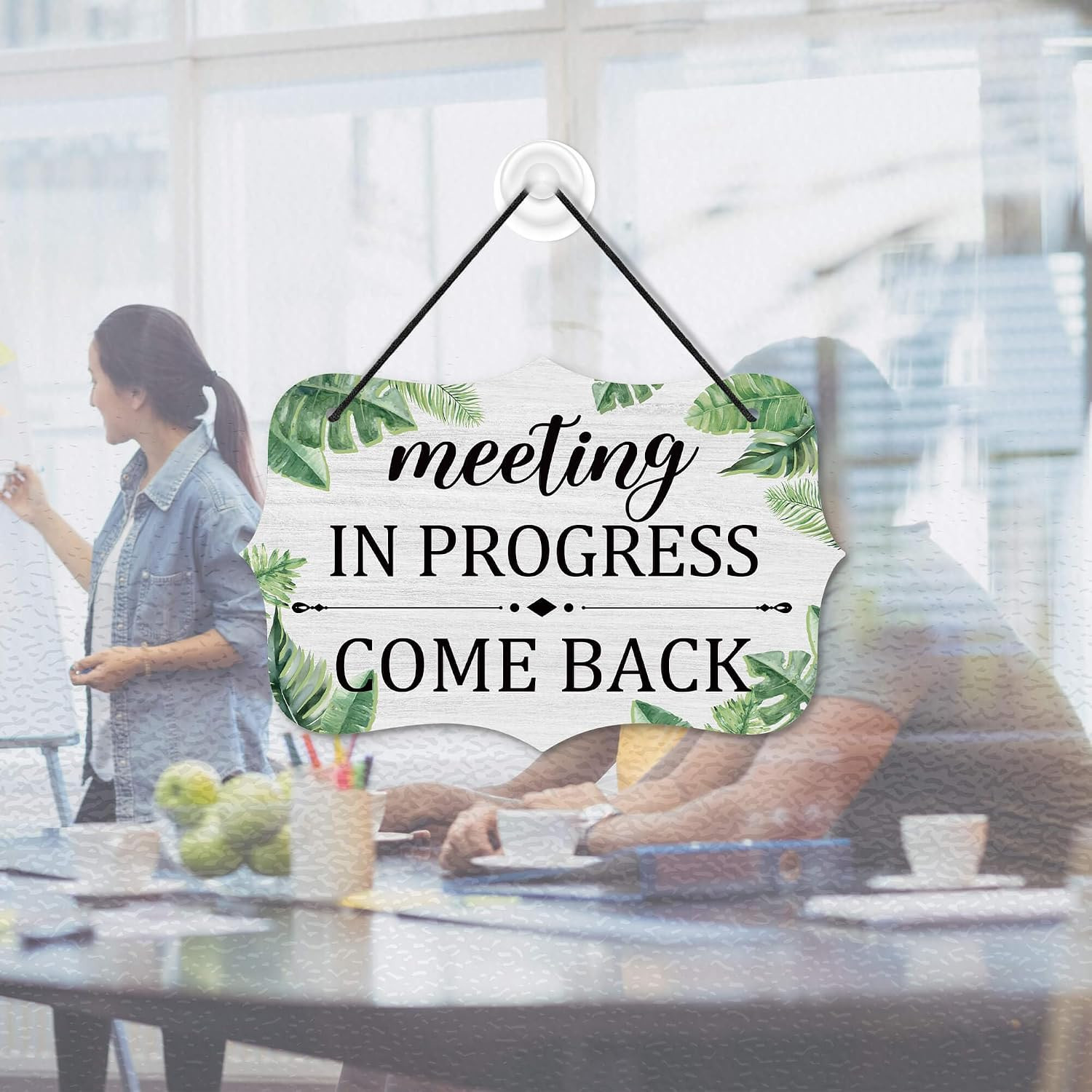 Meeting in Progress Please Come Back, Double Sided PVC Meeting Room Sign for Off