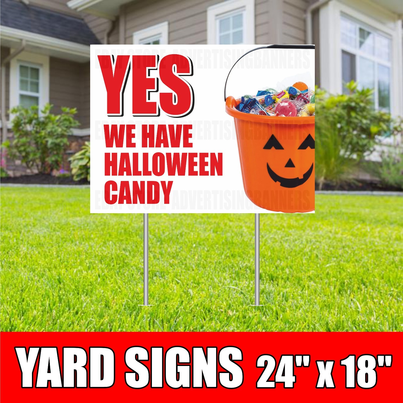 YES WE HAVE HALLOWEEN CANDY Yard Sign with H-Stakes Candy Chocolate Comfit Sale
