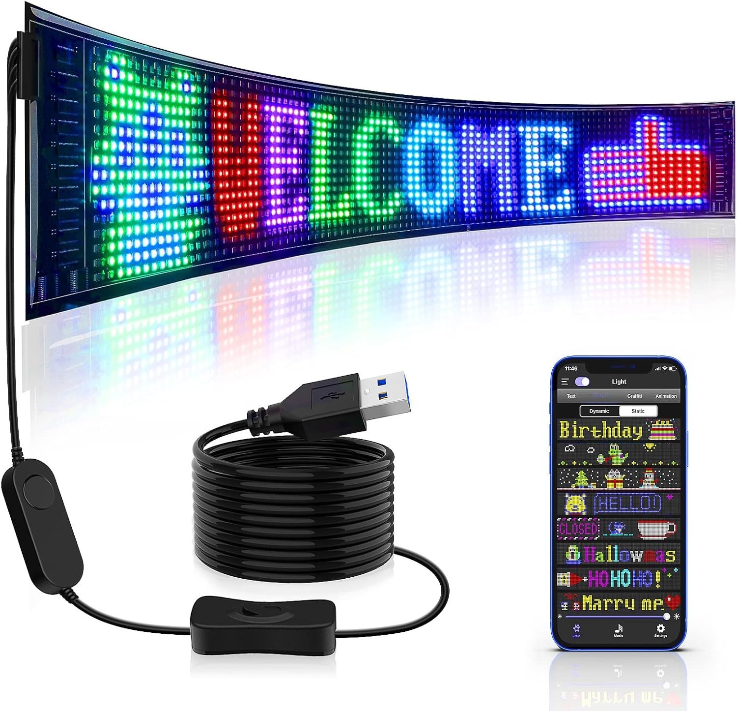 Bright LED Store Sign App Control Custom Text