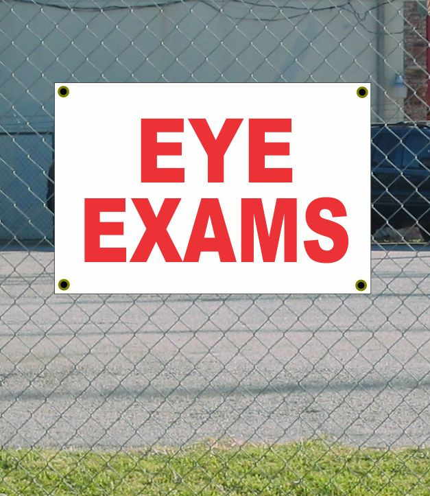 2×3 EYE EXAMS Red & White Banner Sign NEW Discount Size & Price FREE SHIP