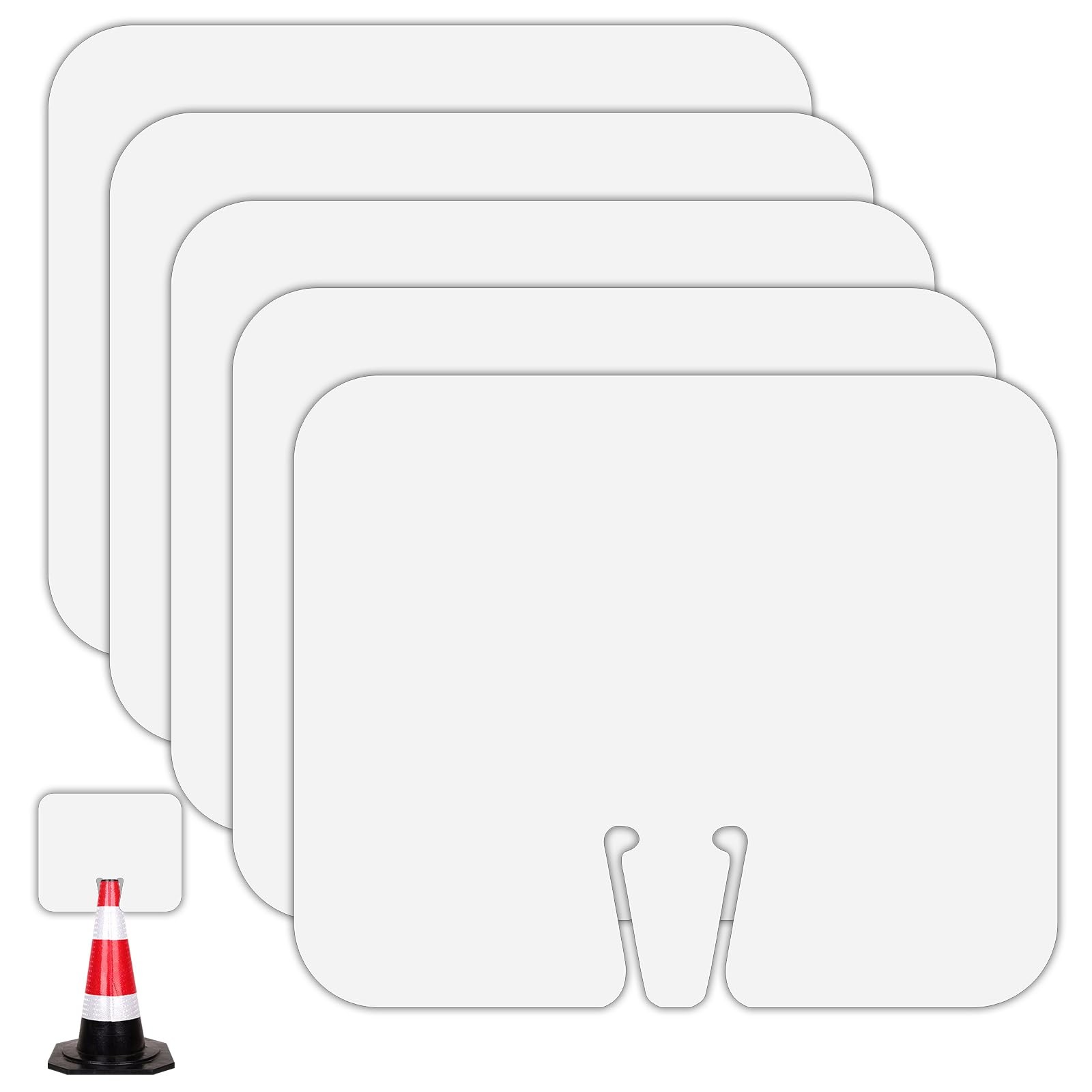 5 Pack Blank Traffic Cone Signs, 12.6″x10.4″ Write-On Traffic Sign, PVC Traff…