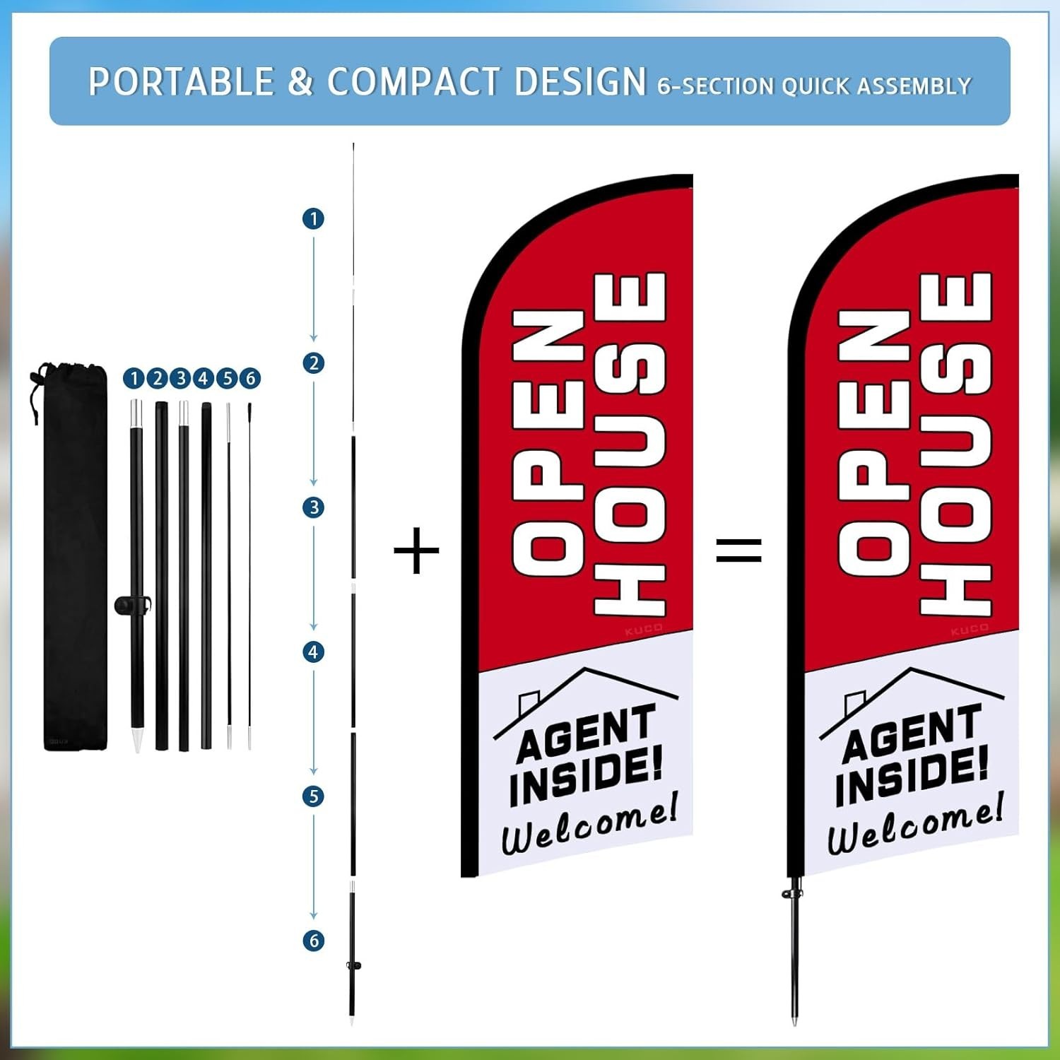 Open House Signs Kit (45 Pcs), 1 Pack Open House Flag, 9 Pack Open House Signs f