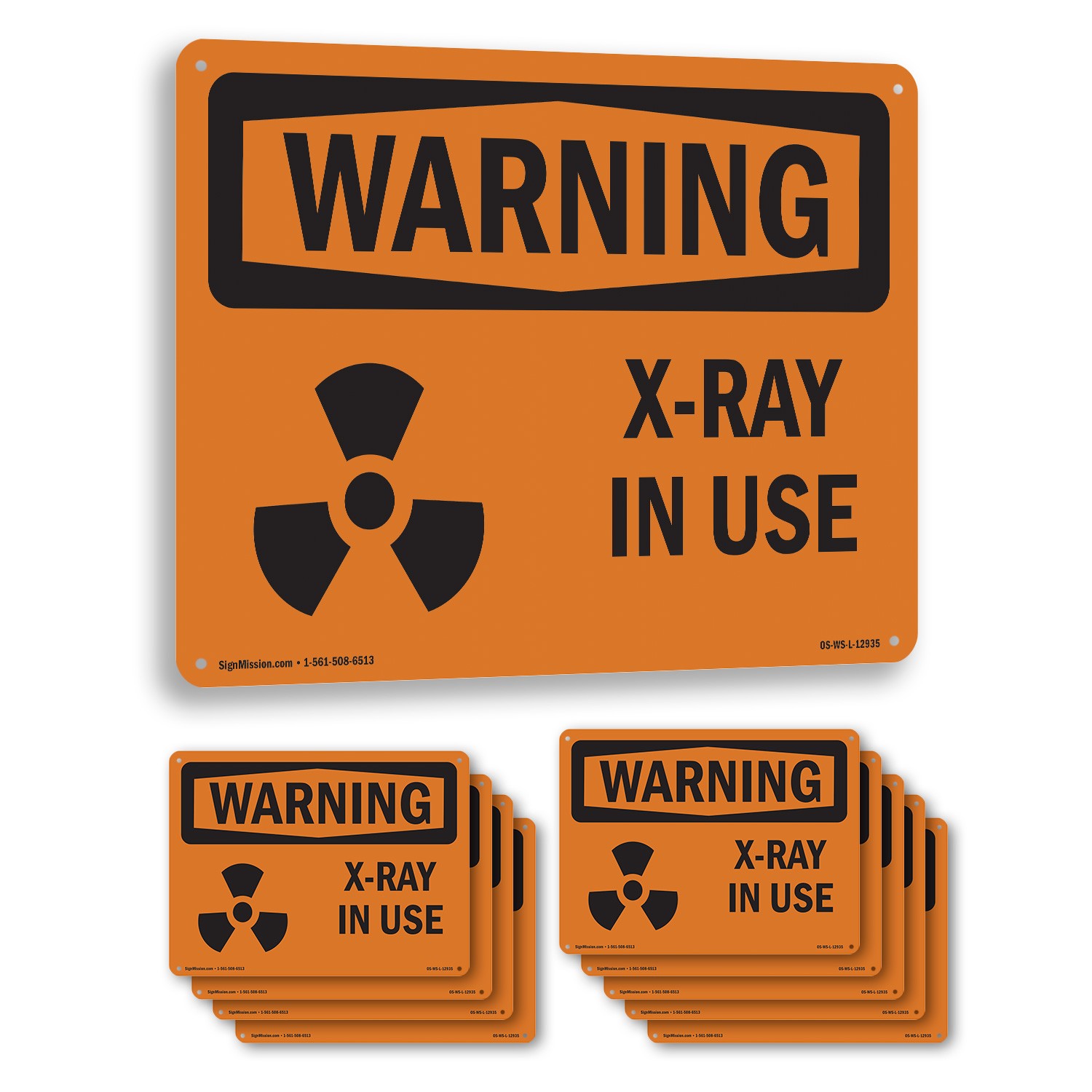 X-Ray In Use OSHA WARNING Sign Metal, Plastic, Or Decal – 5 or 10 Pack