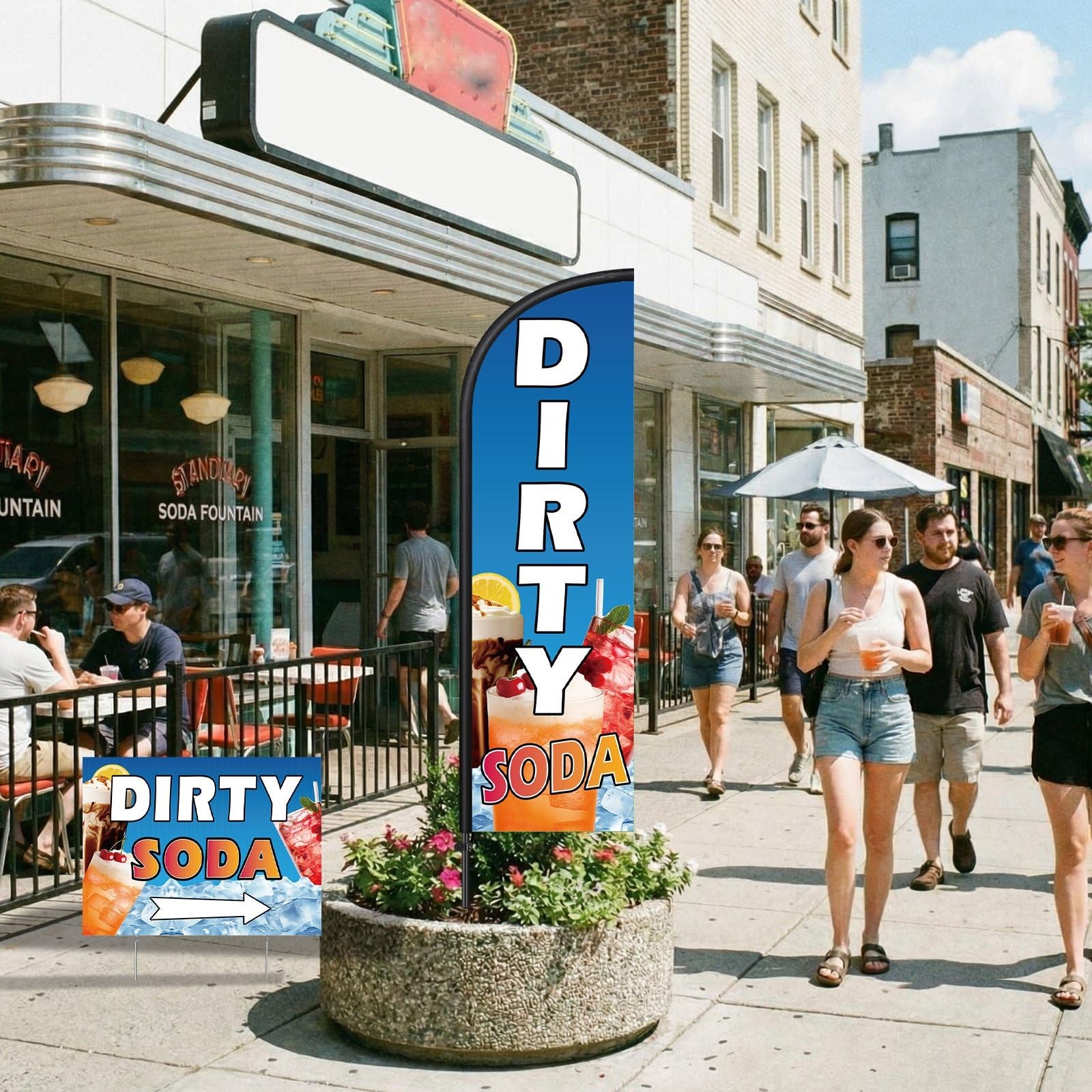 3 Pcs Dirty Soda Sign 1 Pcs 7 ft Dirty Soda Feather Flag with Pole Kit Yard S…