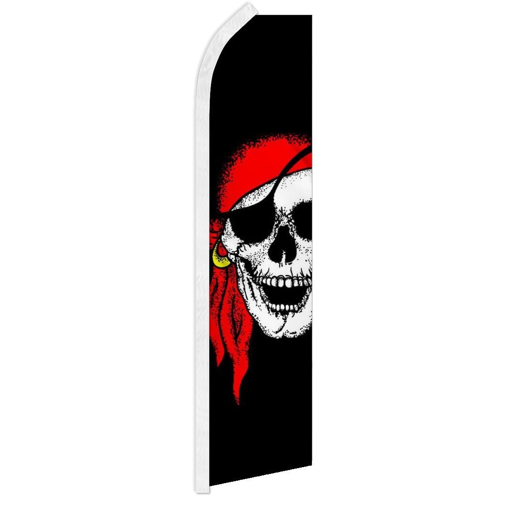 Jolly Roger Red Bandana Swooper Advertising Flag – Ideal for Pirate Theme Events