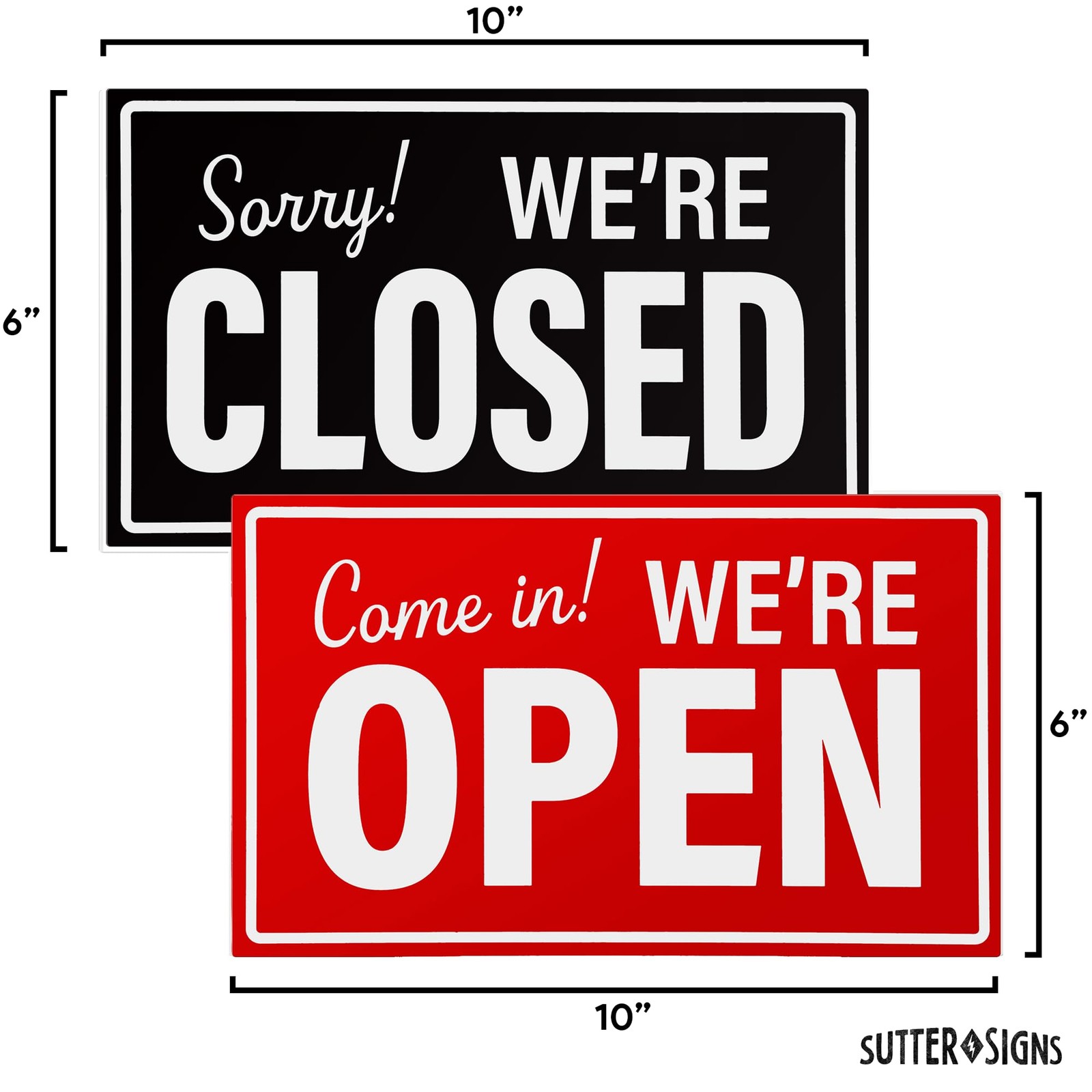 Open Closed Sign for Business 10 X 6 Double Sided Plastic Sign with Twine Su
