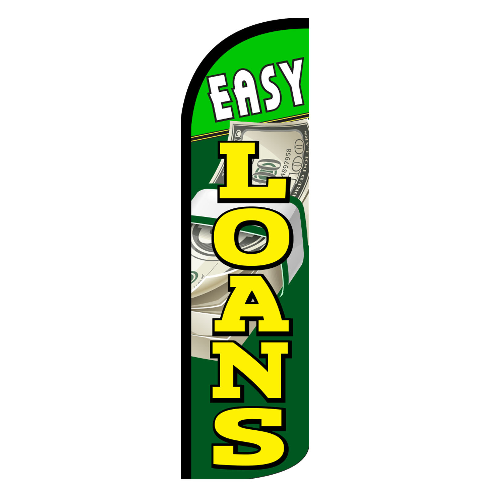 Easy Loans Green Windless Advertising Sign Feather Flag Only Banner 30% Wider