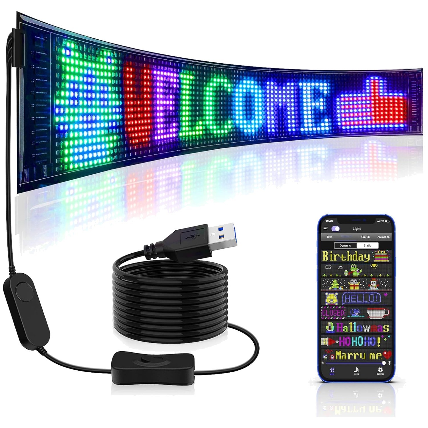 Bright LED Store Sign App Control Custom Text