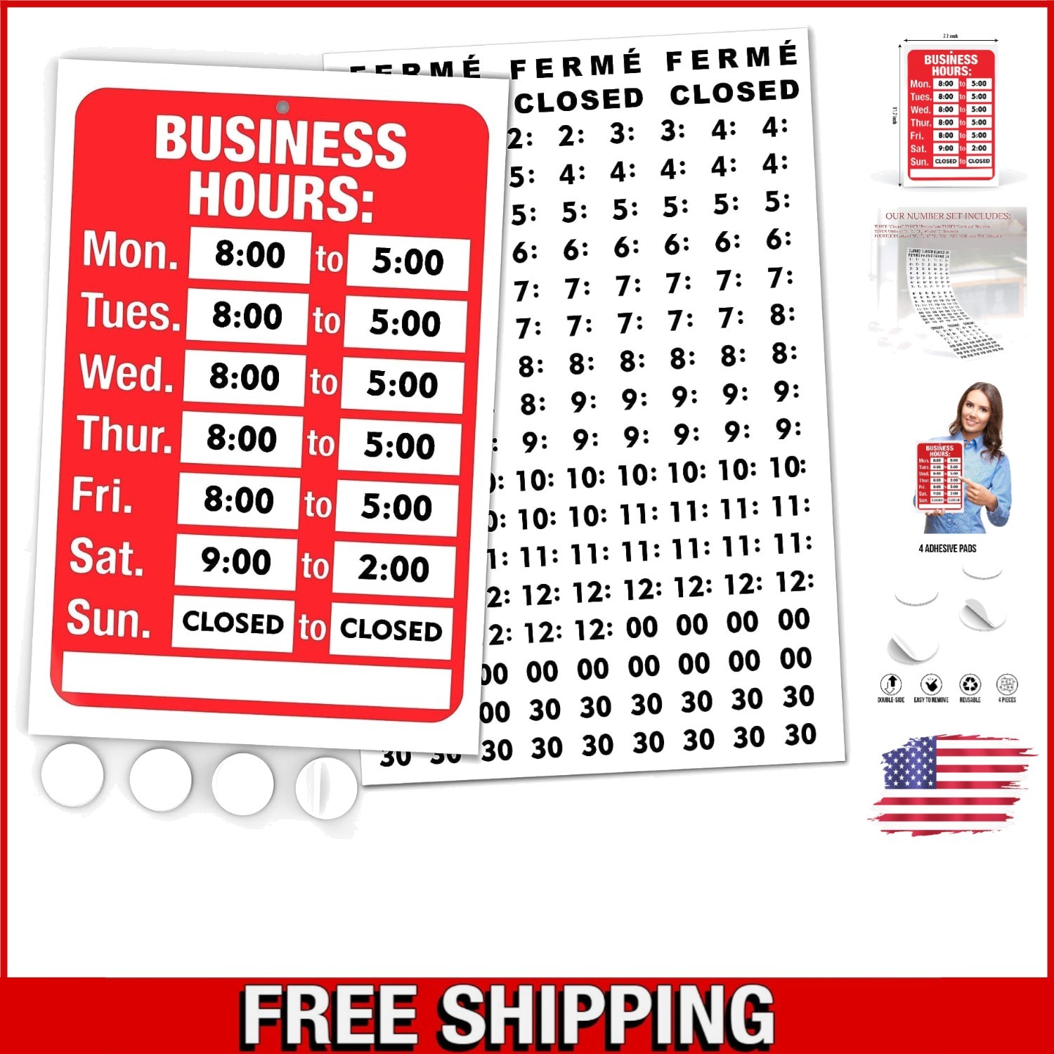 Enhance Business Visibility with Our 7.7 x 11.7 Inch Hours Sign – Easy Setup