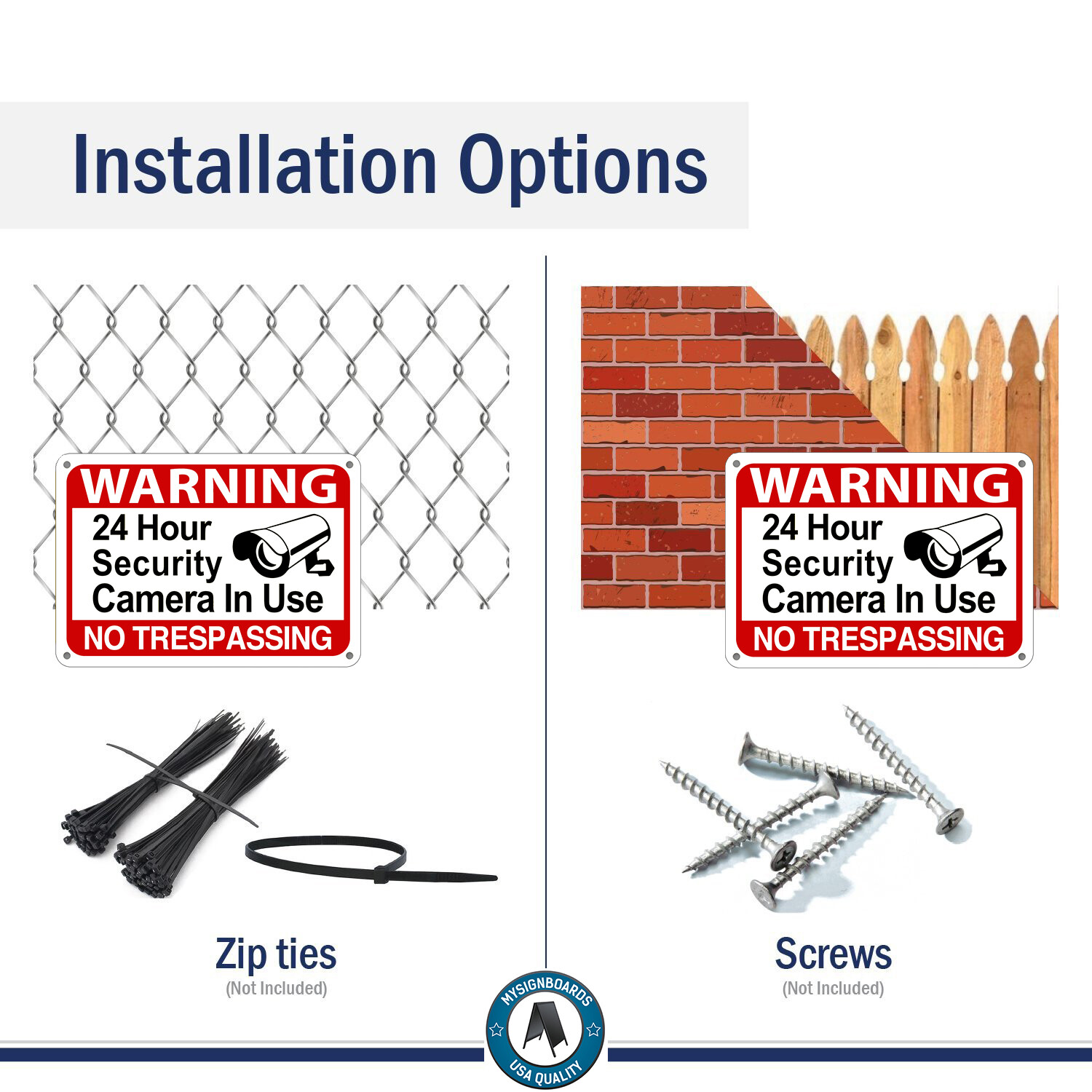 24 Hour Surveillance Signs Home Security Warning Signs No Trespassing cctv sign