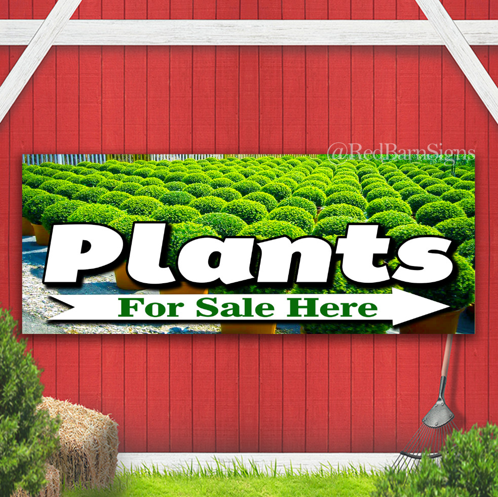 PLANTS For Sale Here One-Sided Banner Signs with Grommets