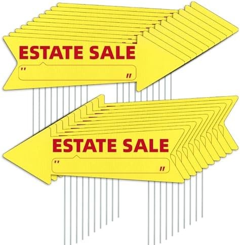 Yellow Arrow Yard Signs with Stakes-16 x 5 in Double Sided, For Sale Real Estate