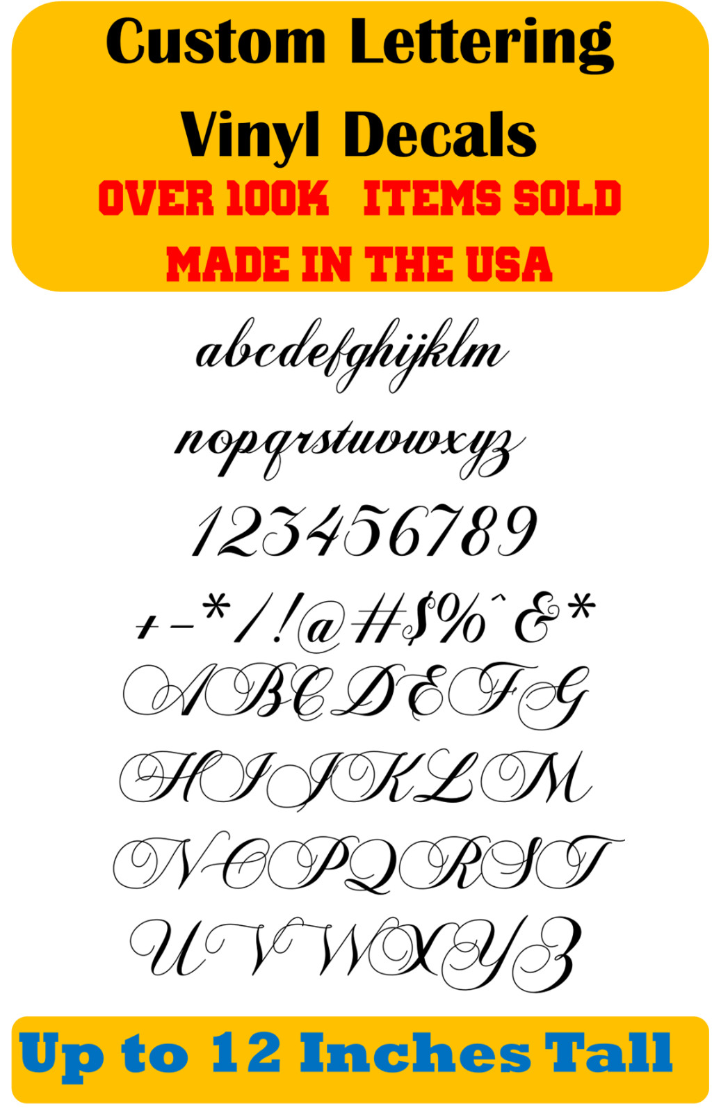Custom Personalized Decal Vinyl Lettering Text Business Sign Calligraphy Script1