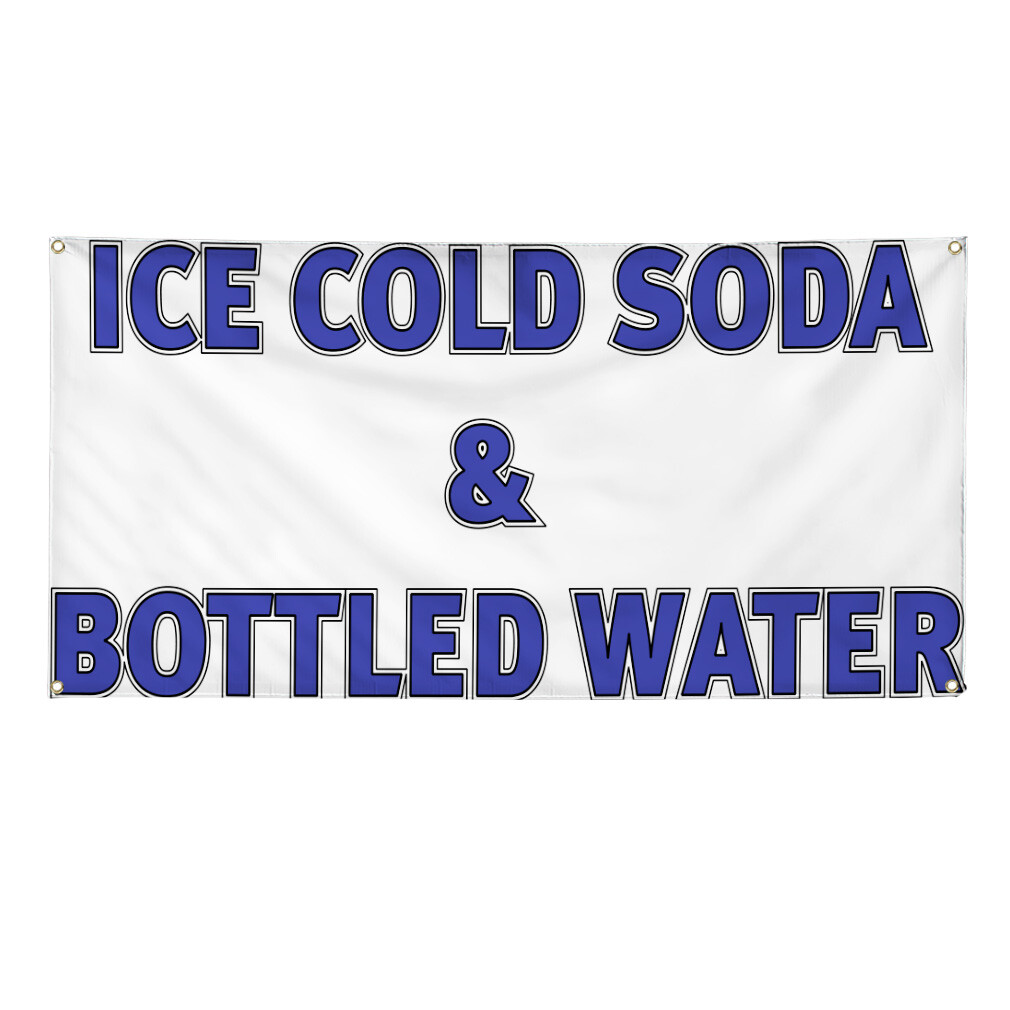 Vinyl Banner Multiple Sizes Ice Cold Soda &Bottled Water Restaurant Cafe Outdoor