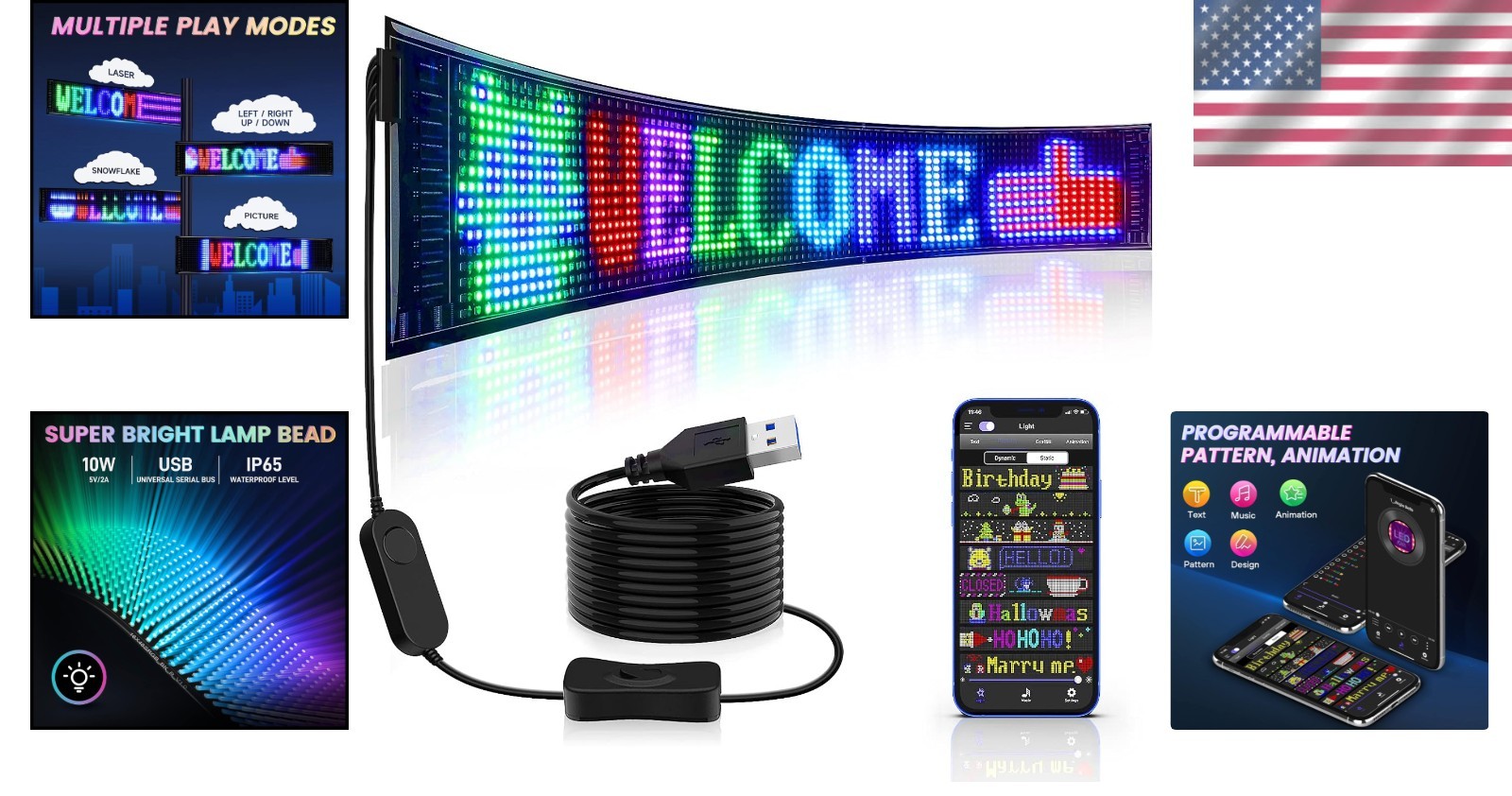 Bright LED Store Sign App Control Custom Text