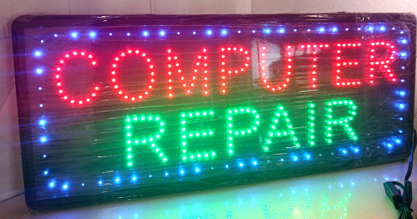 COMPUTER REPAIR LED BLINKING / STATIC WINDOW HANGING SIGN 32″ x 12″ X 1″
