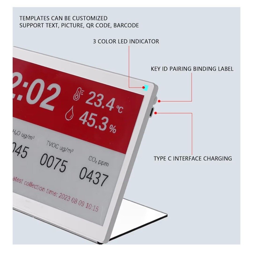 Cuifati 7.5″ Bluetooth E Ink Display Electronic Paper Sign Cordless, 3 Color