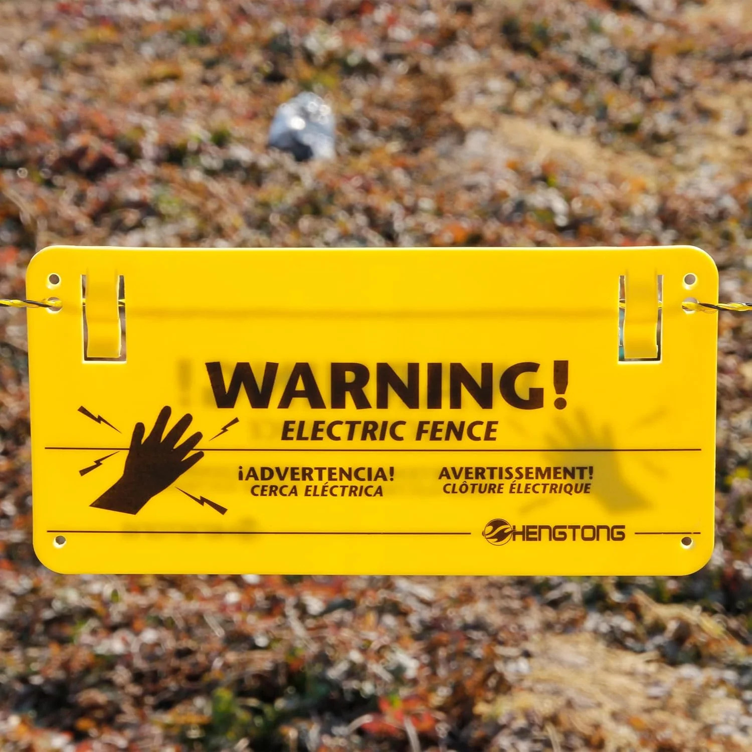Plastic Electric Fence Warning Signs – 4 Pcs Yellow, 9.5 x 4.7 Inch, No Touching