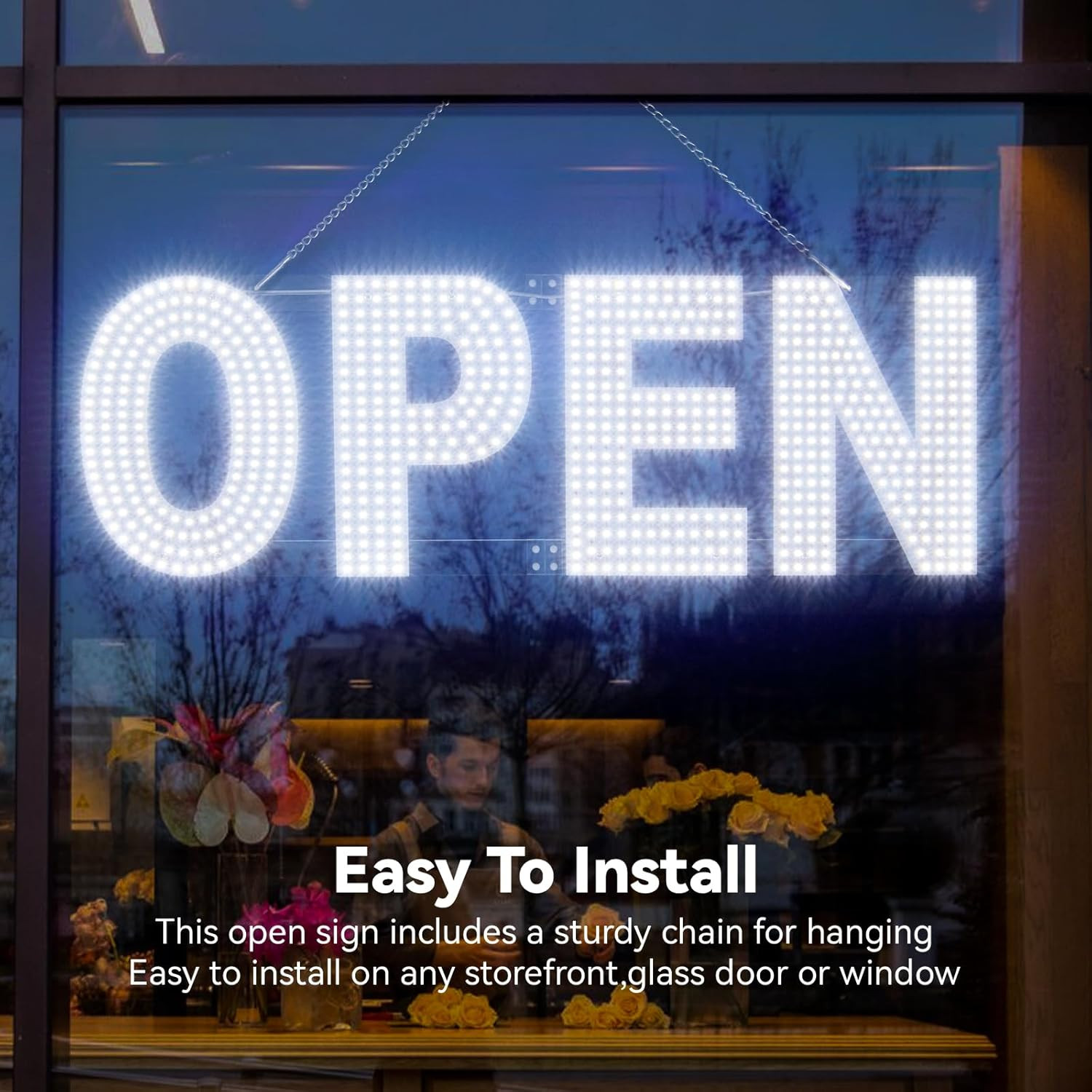 Dimmable 30″x10″ LED Open Sign for Business – Salon, Gym, Cafe, Store, Bar