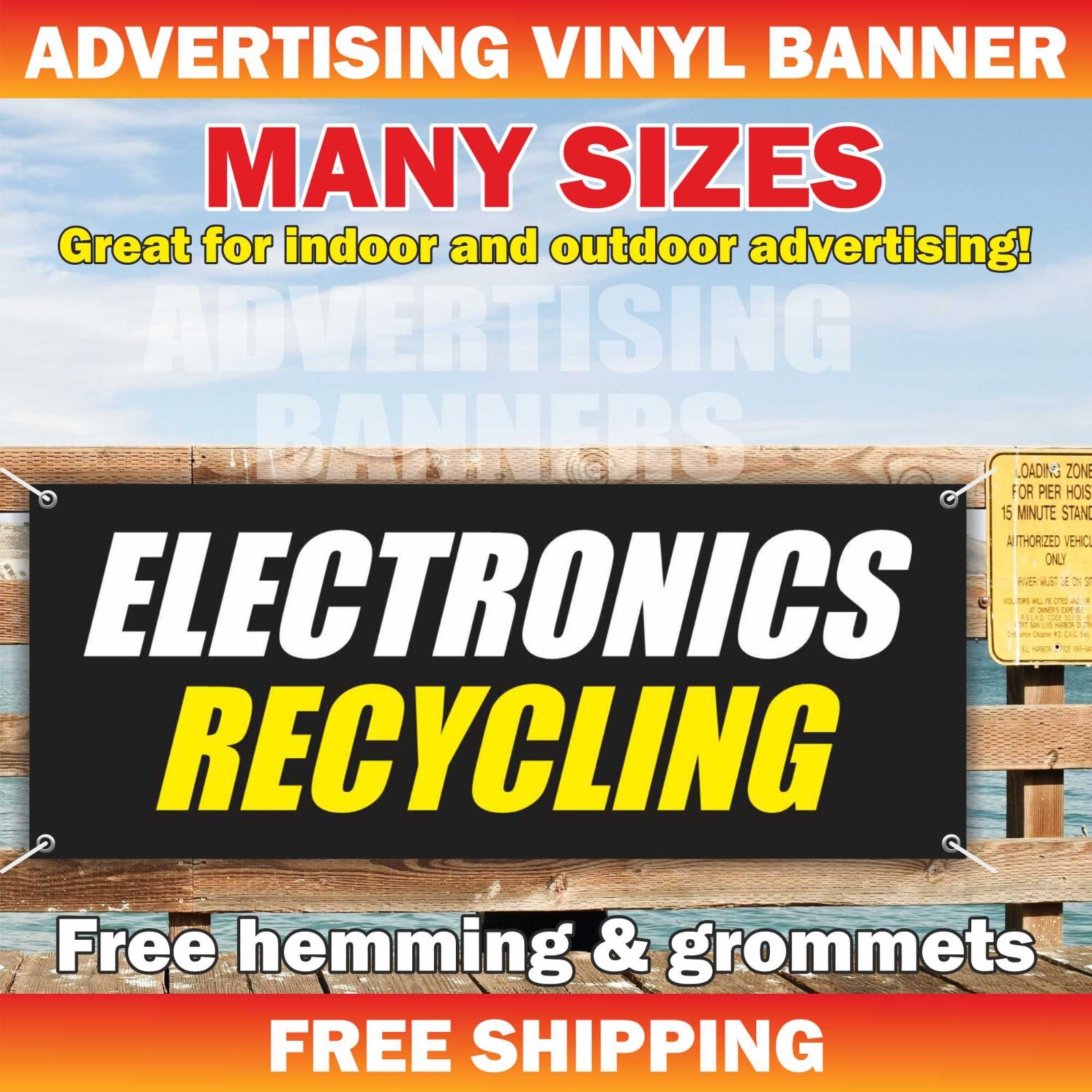 ELECTRONICS RECYCLING Advertising Banner Vinyl Mesh Sign Appliances Service