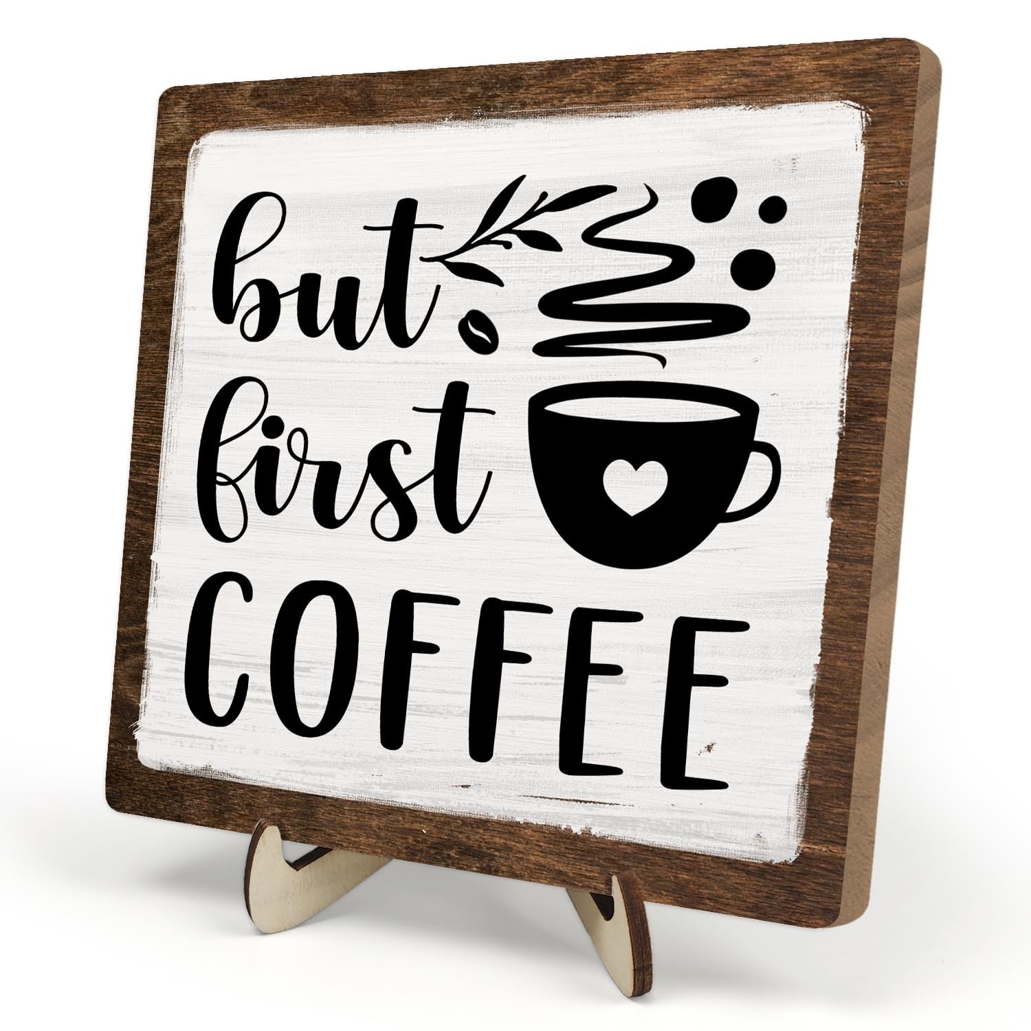 Vintage Coffee Bar Wooden Plaque Desk Sign, Farmhouse Wood Plaque Tabletop De…
