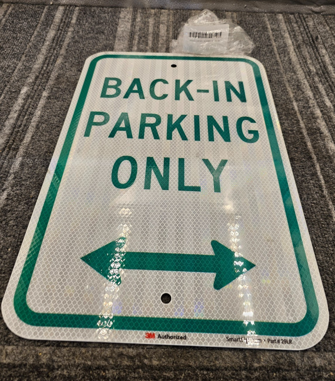 (QTY 3) SmartSign Back-In Parking Only Sign Bidirectional Arrow 12″x18″