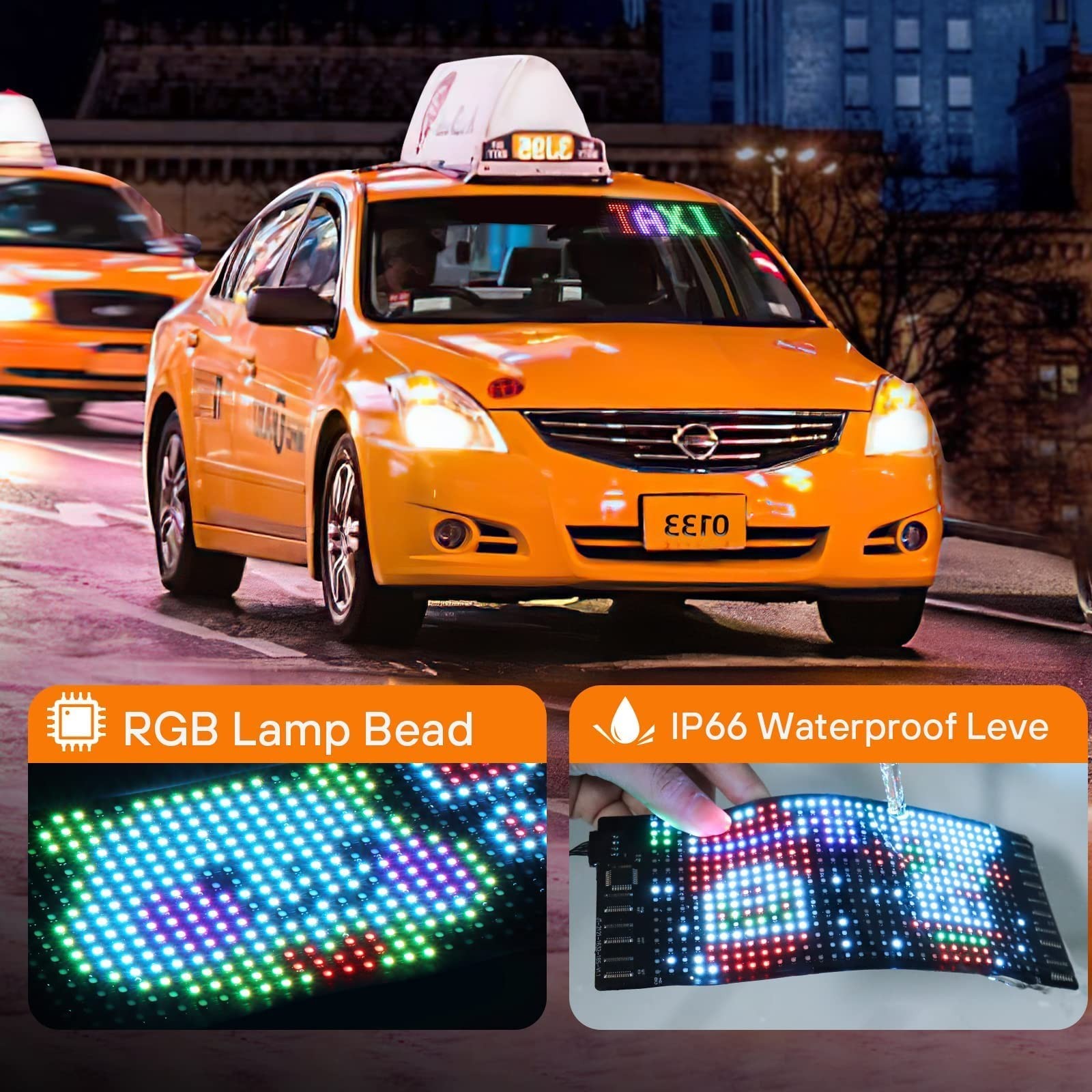 Flexible LED Matrix Sign 7″x3″ – USB Bluetooth Programmable Scrolling Display fo