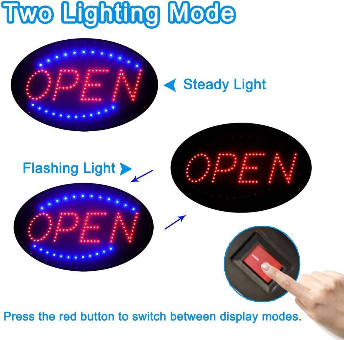 KEBE LED Open Sign, 19″X10″ Bright High Visibility Advertisement Board Electric